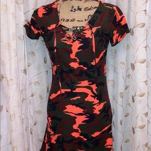 COPY - 🤠FINAL PRICE! Neon Orange Camo Sz L Mini Dress🤠